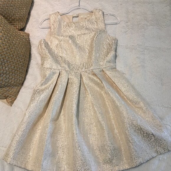 Francesca's Just Me Gold Metallic Cut Out Sleeveless Midi Dress Large - Picture 11 of 12